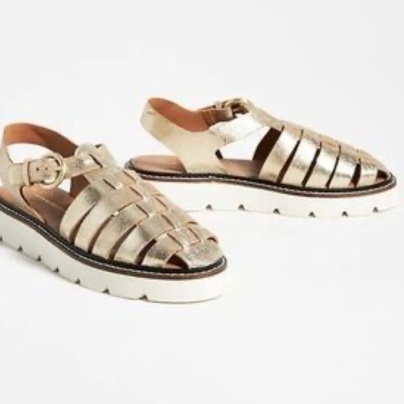 Anthropologie Metallic Gold Sandals size 8.5 MN - Picture 1 of 7